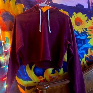 maroon crop top sweatshirt